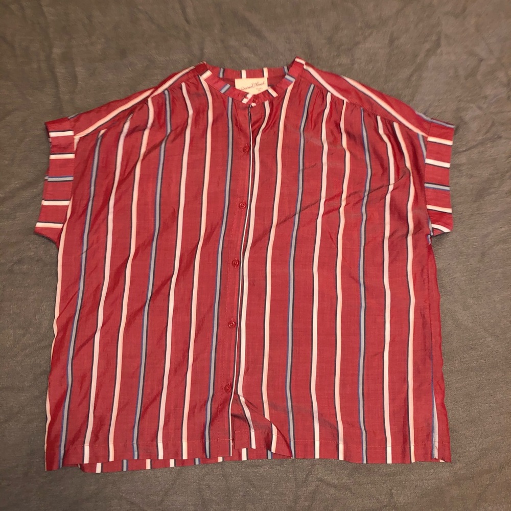 Used Women’s Red Striped Button Up
